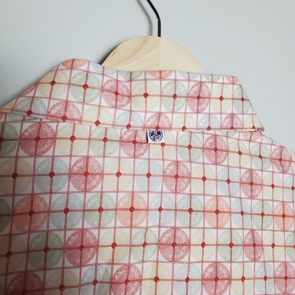 John Lennon Button Up Shirt Mens Large Colorful Red Orange Record print Retro - Picture 11 of 14